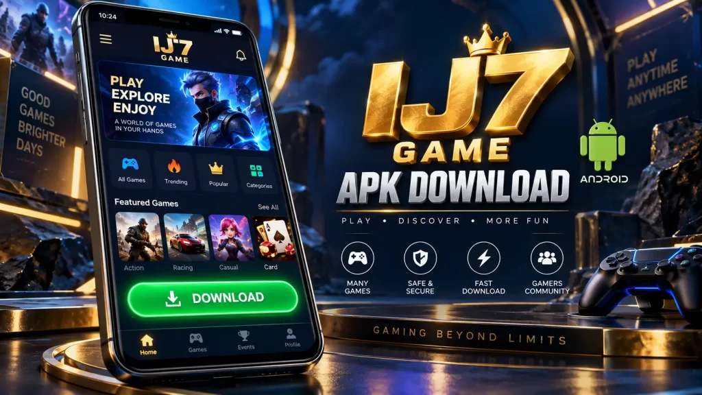 IJ7 Game APK Download for Android with gaming app interface and download button